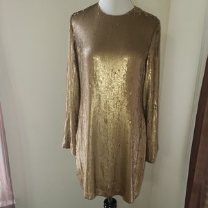 DIANE VON FURSTENBURG PAULETTA GOLD SEQUINED DRESS